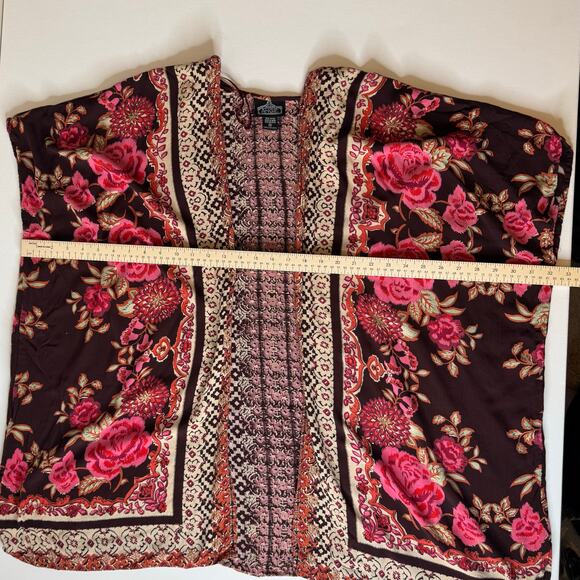 Angie‎ Womens Floral Print Kimono Swim Cover Up Sz M Boho Flowy Hippie Festival - Picture 12 of 12